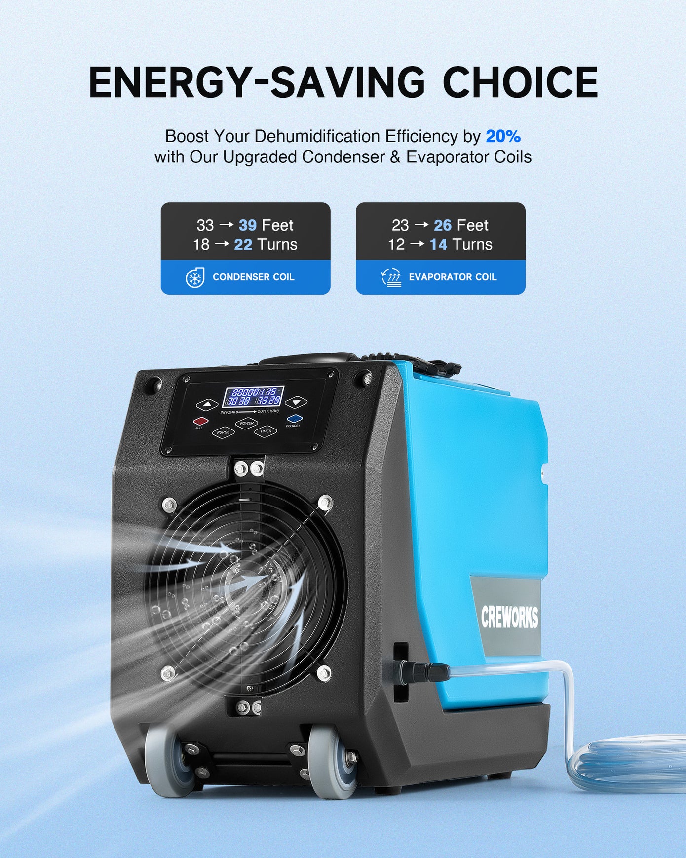 180 PPD COMMERCIAL DEHUMIDIFIER WITH BUILT-IN PUMP & HOSE FOR DRAINAGE